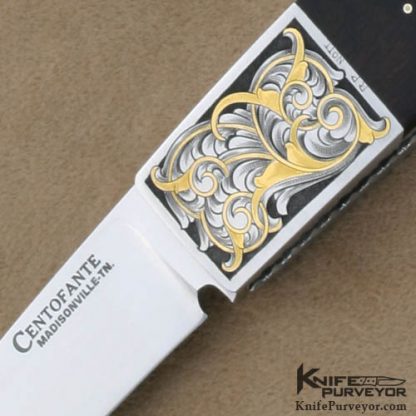 Frank Centofante Custom Knives Ron Nott Engraved Desert Ironwood Tail Lock Folder - Image 2