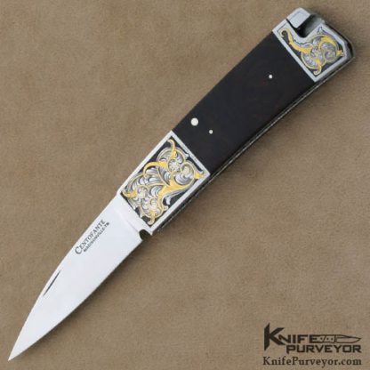 Frank Centofante Custom Knives Ron Nott Engraved Desert Ironwood Tail Lock Folder