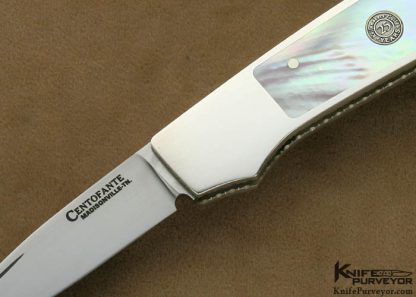 Frank Centofante Custom Knife Sterling Silver 25th Anniversary Knifemakers' Guild Mother Pearl Interframe Lockback - Image 3