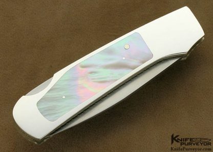 Frank Centofante Custom Knife Sterling Silver 25th Anniversary Knifemakers' Guild Mother Pearl Interframe Lockback - Image 2