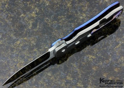 Chad Nell Custom Knife Timascus Two Tone Finished 154 CM "Templar" Framelock Flipper - Image 5