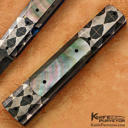 Jeff Chaffee Custom Knives Damascus and Blacklip Tahitian Pearl Linerlock Dagger - Image 3