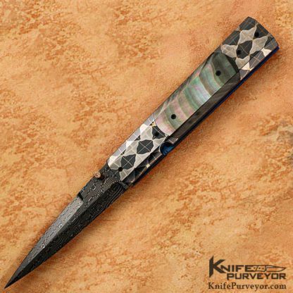 Jeff Chaffee Custom Knives Damascus and Blacklip Tahitian Pearl Linerlock Dagger