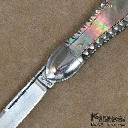 Joel Chamblin Custom Knife 3 Blade Blacklip Pearl Slipjoint - Image 2