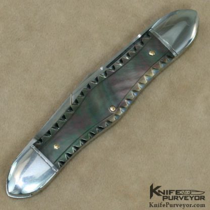 Joel Chamblin Custom Knife 3 Blade Blacklip Pearl Slipjoint - Image 3