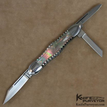 Joel Chamblin Custom Knife 3 Blade Blacklip Pearl Slipjoint