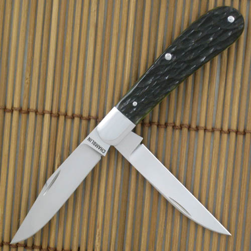 Joel Chamblin Custom Knife: Green Bone Wharncliff Trapper