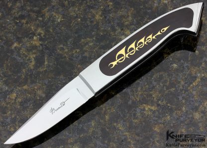 Charlie Bennica Custom Knife Exotic Material with 24KT Gold Inlays "Comete" Folder