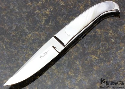 Charly Bennica Custom Knife Mother of Pearl Shell Interframe Integral Fixed Blade