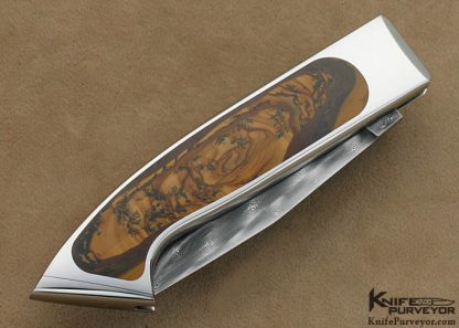 Charlie Bennica Custom Knife Bertie Rietveld "Turkish Twist" Damascus and Royal Sahara Jasper Interframe "Occitanie" Bennica Lock System - Image 3