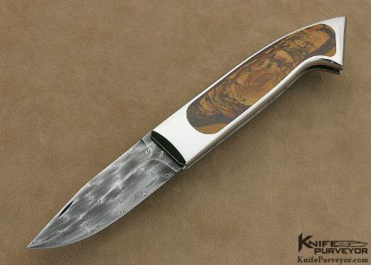 Charlie Bennica Custom Knife Bertie Rietveld "Turkish Twist" Damascus and Royal Sahara Jasper Interframe "Occitanie" Bennica Lock System