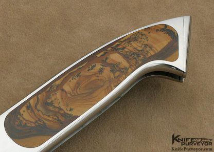 Charlie Bennica Custom Knife Bertie Rietveld "Turkish Twist" Damascus and Royal Sahara Jasper Interframe "Occitanie" Bennica Lock System - Image 8