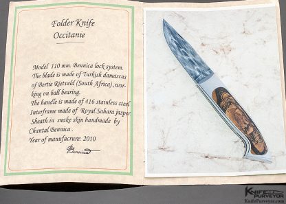 Charlie Bennica Custom Knife Royal Sahara Jasper "Occitanie" Bennica Lock Folder - Image 7