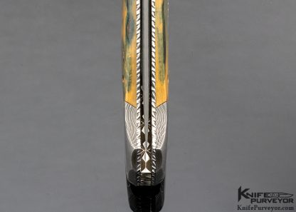 Charlie Dake Custom Knife Fossil Mammoth and Mosaic Damascus D/A Automatic Lockback - Image 6