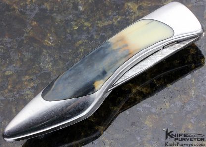 Charles Bennica Custom Knife Chrysalide Linerlock with Mammoth Interframe with Claude Schosseler Carbon Damascus - Image 3