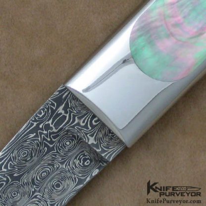 Charles Bennica Custom Knife Blacklip Pearl & Devin Thomas Damascus Folder - Image 2