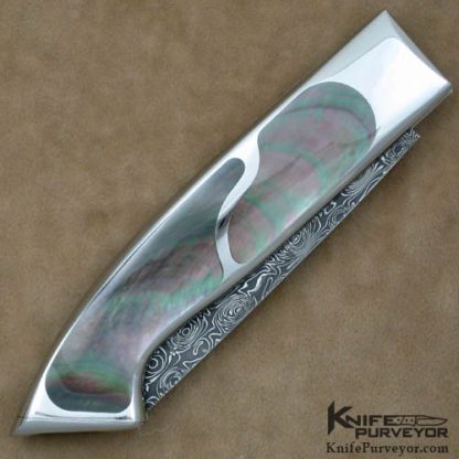 Charles Bennica Custom Knife Blacklip Pearl & Devin Thomas Damascus Folder - Image 3
