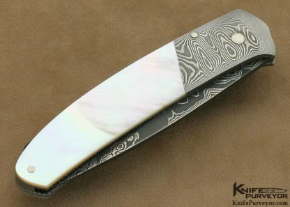 Norris Custom Knife Mother of Pearl Shell & Damascus Linerlock - Image 3