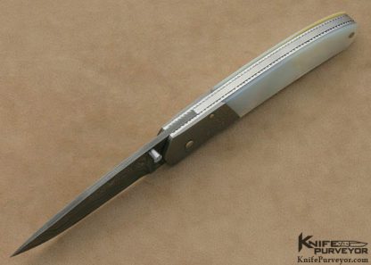 Norris Custom Knife Mother of Pearl Shell & Damascus Linerlock - Image 4