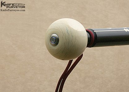Chris Reeve Custom Made Ebony Cane Inlaid with 14 Kt Gold, Rubys and Topped with an Antique Elephant Ivory Snooker Ball - Image 5