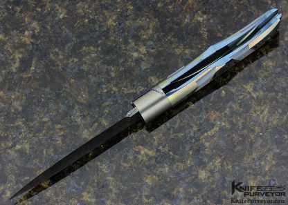 Chris Reeve Custom Knife Jerry Rados "Turkish Twist" Damascus, Titanium, Abalone and Pearl Virobloc Twistlock Folder - Image 5