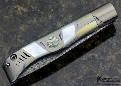 Chris Reeve Custom Knife Jerry Rados "Turkish Twist" Damascus, Titanium, Abalone and Pearl Virobloc Twistlock Folder - Image 3