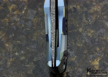 Chris Reeve Custom Knife Jerry Rados "Turkish Twist" Damascus, Titanium, Abalone and Pearl Virobloc Twistlock Folder 12938