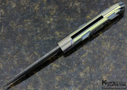 Chris Reeve Custom Knife Jerry Rados "Turkish Twist" Damascus, Titanium, Abalone and Pearl Virobloc Twistlock Folder - Image 4