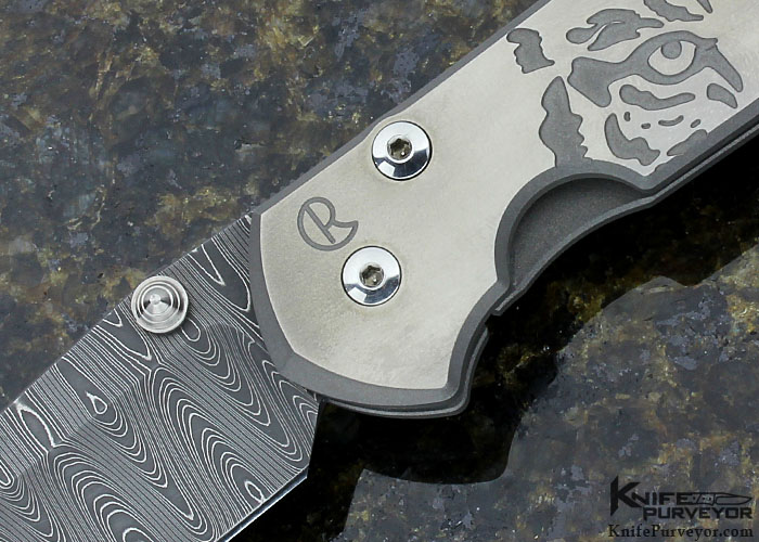 Chris Reeve Custom Knife Large Sebenza 21 CGG  Eyes with Devin Thomas Damascus Frame Lock - Image 2