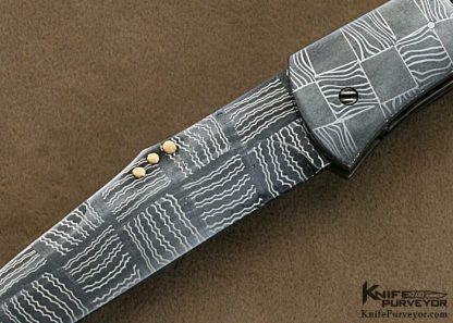 Chuck Gedraitis Custom Knives Pen Shell & Robert Eggerling Mosaic Damascus Linerlock - Image 2