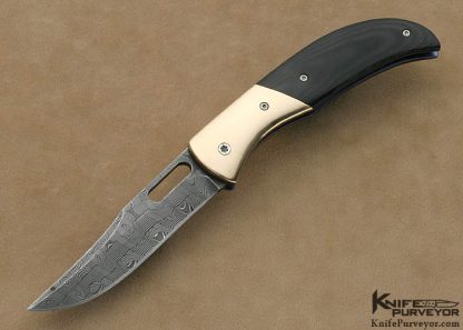 Chuck Gedraitis Custom Knife Devin Thomas Damascus, Bronze and Black Micarta Linerlock