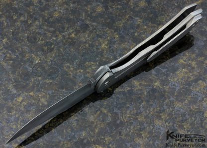Chuck Gedraitis Custom Knife Two Tone Finished Frame Lock "Bad Ass Bowie" Flipper - Image 6
