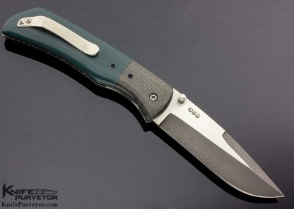 Chuck Gedraitis Custom Knife Carbon Fiber & Green G10 Pathfinder Linerlock - Image 4