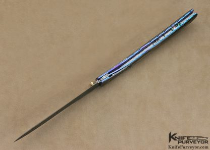 Chuck Gedraitis Custom Knife Damascus & Black Lip Pearl Linerlock - Image 6