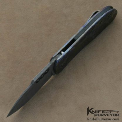 Chuck Gedraitis Custom Knives Anodized Titanium & Damascus Framelock - Image 5
