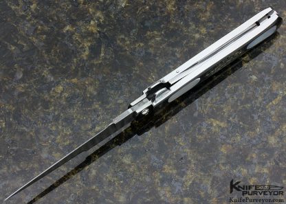 Chuck Stewart Custom Knife Single Action Auto with Jerry Rados Fine Ladder Damascus Mother of Pearl & Abalone Lockback - Image 5