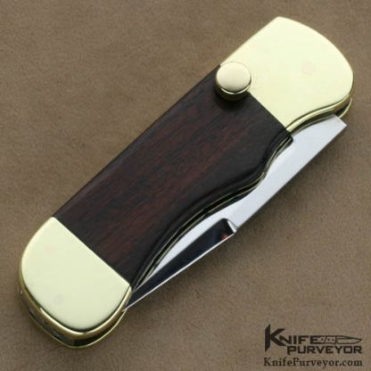 Chuck Stewart Custom Knives Rosewood & Brass Leverlock - Image 3