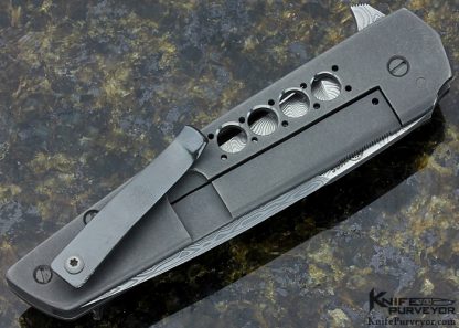 Jason Clark Custom Knife Damasteel Carbon Fiber Frame lock Flipper - Image 4