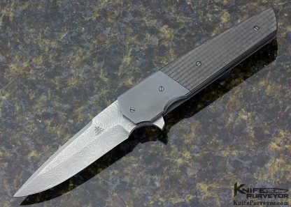 Jason Clark Custom Knife Damasteel Carbon Fiber Frame lock Flipper