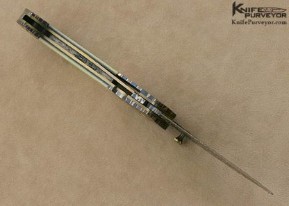 Cliff O'Dell Custom Knife South Sea Gold Lip Pearl & Chris Marks "Wasp" Pattern Damascus "Predator" Linerlock - Image 6