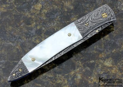 Cliff Parker Custom Knives Mother of Pearl Shell & Sole Authorship Damascus Linerlock - Image 3