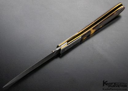 Cliff Parker Custom Knife Sole Authorship Mosaic Damascus, Titanium and Amber Linerlock - Image 7