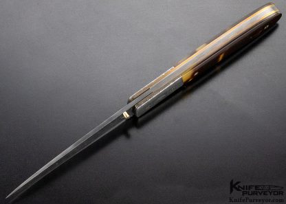 Cliff Parker Custom Knife Sole Authorship Mosaic Damascus, Titanium and Amber Linerlock - Image 6