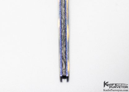 Cliff Parker Custom Knife Sole Authorship "Stars & Planets" Mosaic Damascus & Fluted Mammoth Linerlock - Image 6