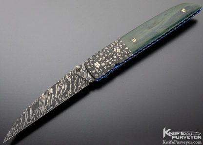 Cliff Parker Custom Knife Sole Authorship "Celestial" Mosaic Damascus & Mammoth Linerlock