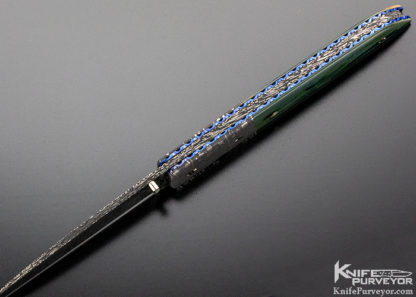 Cliff Parker Custom Knife Sole Authorship "Celestial" Mosaic Damascus & Mammoth Linerlock - Image 6