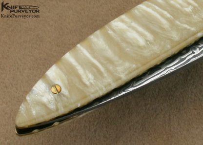 Cliff Parker Custom Knife Sole Authorship Mosaic Damascus & Musk Ox Horn Linerlock - Image 5