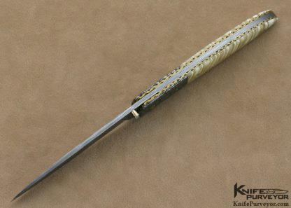 Cliff Parker Custom Knife Sole Authorship Mosaic Damascus & Musk Ox Horn Linerlock - Image 6