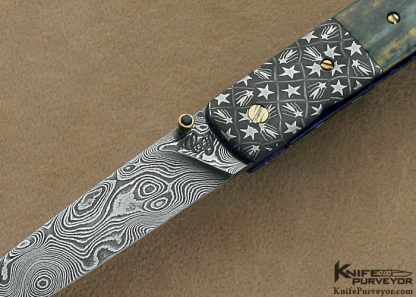 Cliff Parker Custom Knife Sole Authorship Damascus Linerlock - Image 2