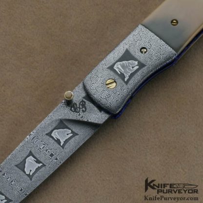 Cliff Parker Custom Knives Sole Authorship Mosaic Damascus Linerlock - Image 2